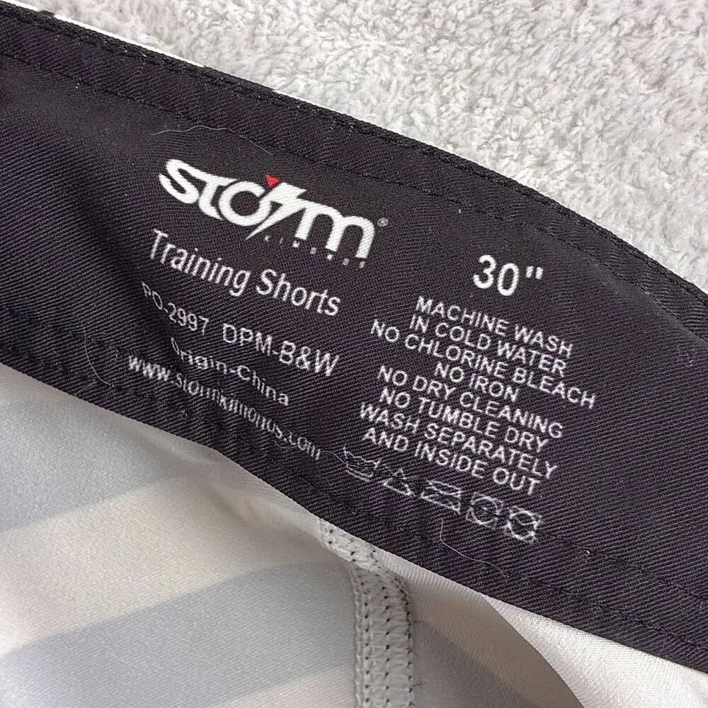 Storm Kimonos Shorts Mens 30 Black White Combat UFC BJJ Jiu Jitsu Grappling MMA